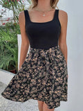 Women's Summer Casual Floral Sundress Sleeveless Vintage Patchwork Mini Tank Dress Boho Beach Tshirt Boho Tank Dress