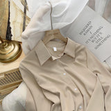 Chiffon Blouse Women's White LongSleeve Tops Spring Korean Fashion Shirt Solid Color Niche Loose Shirt Women Plus Sizes