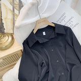 Chiffon Blouse Women's White LongSleeve Tops Spring Korean Fashion Shirt Solid Color Niche Loose Shirt Women Plus Sizes