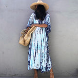 Bohemian Striped Print Women Beach Dress Bathing Suit Cover Up Summer Tunic For Woman Beachwear Robe de plage Kaftan Pbong  mid size graduation outfit romantic style teen swag clean girl ideas 90s latina aesthetic