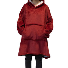 Winter Oversized Hoodies Women Fleece Warm TV Blanket with Sleeves Pocket Flannel Plush Thick Sherpa Giant Hoody Long Sweatshirt