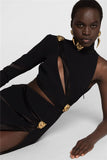 New Style One Shoulder Women Bandage Dress Fashion Patchwork Hollow Out Sexy Outfits Black Nightclub Party Female Vestidos