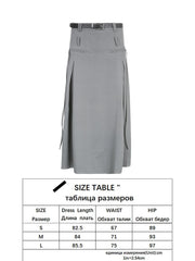 Safari Style Tassel A-Line Skirt With Sashes Casual Streetwear Pockets Low-Waisted Maxi Skirts Women Autumn Winter