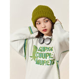 Women's Clothing Sweater Round Neck Letter Frog Printing Long Sleeves Casual Vintage Fashion Baggy Ladies Knitted Tops Summer