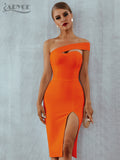 White Blue Bodycon Bandage Dress Women Summer Sexy Elegant Black One Shoulder Strapless Celebrity Runway Party Dress