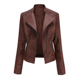 Autumn Winter Pu Faux Leather Jackets Women Long Sleeve Zipper Slim Motor Biker Leather Coat Female Outwear Tops