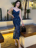 Sexy Lace Evening Maxi Dresses for Women Party Floral Strap Backless Bandage Bodycon Dress Club Beach Robe Femme Summer