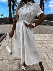 Sexy Solid Ruffles Maxi Beach Dress Summer Fashion Slimming Backless White Dress Elegant Casual Embroidery Lace-up Party Dresses