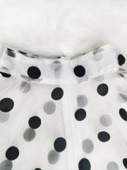 Women White Blouses Polka Dot Peplum See Through Sexy Thin Transparent Half Flare Sleeves Waist Belt Tops Shirt Fashion Bluas Pbong mid size graduation outfit romantic style teen swag clean girl ideas 90s latina aesthetic