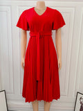 Pbong mid size graduation outfit romantic style teen swag clean girl ideas 90s latina aestheticWomen Pleated Dresses High Waist Short Sleeves A Line Modest African Office Ladies Work Wear Date Elegant Classy Robes Vestidos