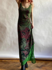 Sexy Slim Patchwork Long Mesh Dress Holiday Beach Style Sleeveless Maxi Dresses For Women Summer Fashion Ladies