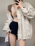 Y2K Windbreaker Jacket Women Korean Fashion Gorpcore Retro Zip Up Outerwear Oversized Harajuku Streetwear Vintage Coat