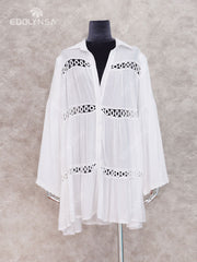 Women Swimsuit Cover Ups Mandarin Sleeve Kaftan Beach Tunic Dress Robe De Plage Solid White Pareo Beach Cover-ups Pbong mid size graduation outfit romantic style teen swag clean girl ideas 90s latina aesthetic
