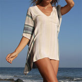 Pbong mid size graduation outfit romantic style teen swag clean girl ideas 90s latina aestheticSexy Bikini Set Cover-ups Casual V-neck Short Sleeve Summer Beach Dress White Tunic Women Beach Wear Swim Suit Cover Up