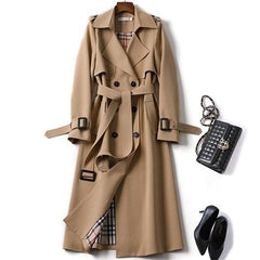 Spring Autumn Women Trench Solid England Style Long Sleeve Elegant Office Lady Coat Turn Down Collar Clothing