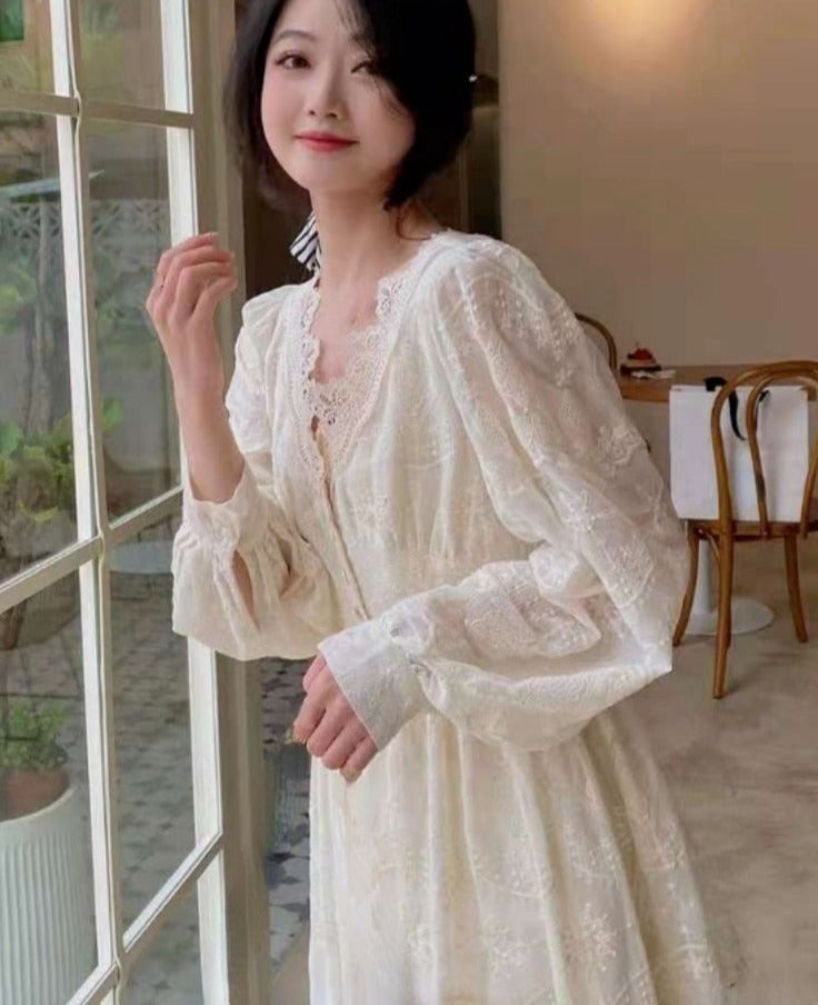 Korean Fashion Vintage Midi Dress Party Long Sleeve Sweet Y2k Dress Lace Design Autumn Evening Elegant Dress Women Casual