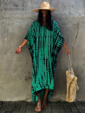Bohemian Striped Print Women Beach Dress Bathing Suit Cover Up Summer Tunic For Woman Beachwear Robe de plage Kaftan Pbong  mid size graduation outfit romantic style teen swag clean girl ideas 90s latina aesthetic