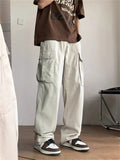 Harajuku Beige Cargo Pants Women Streetwear Hip Hop Pockets Black Oversized Wide Leg Trousers 90s Vintage Hippie Bottom