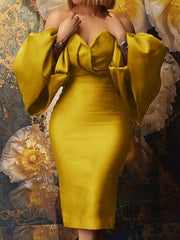 Pbong mid size graduation outfit romantic style teen swag clean girl ideas 90s latina aestheticWomen Dress Tube Top Sexy Strapless Stylish Off Shoulder Oversized Lantern Long Sleeve Fashion African Night Party Dresses Robes