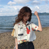 Chiffon Blouse Women Women's Summer Tunic Vintage Clothes Female Hawaiian Shirt with Short Sleeve Harajuku Top Women