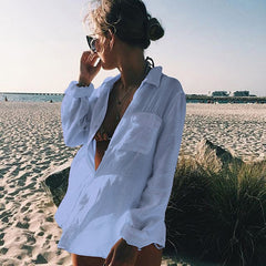 Pbong mid size graduation outfit romantic style teen swag clean girl ideas 90s latina aestheticWhite Tunic Bikini Cover-ups Sexy Summer Beach Wear Swim Suit Cover Up Causal Women Tops saida de praia pareo Q1069