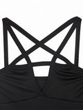 Pbong mid size graduation outfit romantic style teen swag clean girl ideas 90s latina aesthetic Fitshinling Pentagram Strap Gothic Dress Women Punk Grunge Sexy A-Line Dark Summer Dresses Hot Sale Pleated Slim Street Style