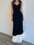 Sexy Backless Maxi Dresses For Women Slim Folds Splice Bodycon Dress Femme Party Elegant Temperament Long Dress Woman New