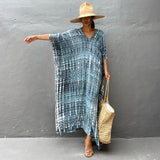 Bohemian Striped Print Women Beach Dress Bathing Suit Cover Up Summer Tunic For Woman Beachwear Robe de plage Kaftan Pbong  mid size graduation outfit romantic style teen swag clean girl ideas 90s latina aesthetic