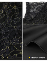 Black Dress Lace Patchwork Elegant for Women Party Sheer Sleeves Slim See Through Mermaid Large Size Lady Homecoming Robes Gowns Pbong  mid size graduation outfit romantic style teen swag clean girl ideas 90s latina aesthetic