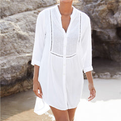 Beach Cover up  White Tunic Woman Bikini Cover-ups Bathing Suit Women Beachwear Swimsuit Cover up Sarong pareo plage Pbong mid size graduation outfit romantic style teen swag clean girl ideas 90s latina aesthetic