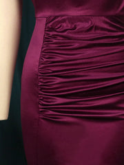 Pbong mid size graduation outfit romantic style teen swag clean girl ideas 90s latina aestheticWomen Dress Pleated Long Wine Red Elegant Slit High Collar Slim Fit Sleeveless Maxi Robes Female Shiny Gowns Party Spring