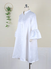 Pbong mid size graduation outfit romantic style teen swag clean girl ideas 90s latina aestheticWomen Loose Dresses Stand Collar Three Quarter Sleeves Oversized White Yellow Ladies Classy Summer Autumn Robes Gowns