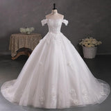 Blue Quinceanera Dresses New Classic Off The Shoulder Princess Prom Dress Lace Appliques Ball Gown With Small Train Custom Size