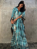 Bohemian Striped Print Women Beach Dress Bathing Suit Cover Up Summer Tunic For Woman Beachwear Robe de plage Kaftan Pbong  mid size graduation outfit romantic style teen swag clean girl ideas 90s latina aesthetic
