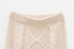 Korean New Fashion Knitted 2 Piece Set Twist Crochet Batwing Sleeve Loose Sweater Crop Top And Split Bodycon Skirt Women's Suits