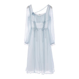 Summer Lace Design Midi Dress Women Long Seleve Elegant Faity Party Dress Female Casual One Piece Dress Korean Fashion Chic