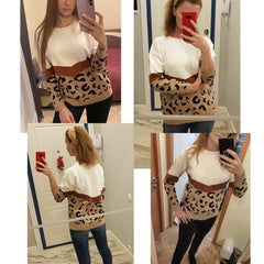 Spring Fashion Leopard Women Sweater top Autumn Ladies O-Neck Full Sleeve Casual Jumper Knitted Female Oversize Pullovers