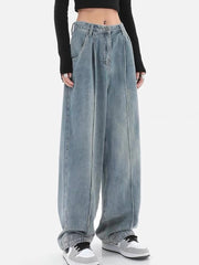 Winter Y2k Fashion Women Harajuku Jeans Wide Leg Punk Loose Casual Denim Cargo Pants Baggy Streetwear Long Trousers Tide