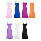 Pink Camis Satin Long Dresses Elegant Sleeveless Slip Holiday Party Dresses Sexy Casual Backless Summer Dresses Women