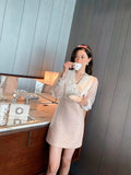 Pbong   mid size graduation outfit romantic style teen swag clean girl ideas 90s latina aestheticWomen's Fashion Brand Shirt Dress Luxury Rhinestone Lapel Design Long-sleeved Dresses Original High Quality Famous Women Skirt