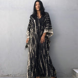 Bohemian Striped Print Women Beach Dress Bathing Suit Cover Up Summer Tunic For Woman Beachwear Robe de plage Kaftan Pbong  mid size graduation outfit romantic style teen swag clean girl ideas 90s latina aesthetic