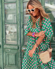 Pbong mid size graduation outfit romantic style teen swag clean girl ideas 90s latina aesthetic Bohemian Summer Dress Women Elegant Lantern Sleeve V Neck Loose Floral Print Beach Party Maxi Long Dresses Vacation Vestido