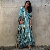 Bohemian Striped Print Women Beach Dress Bathing Suit Cover Up Summer Tunic For Woman Beachwear Robe de plage Kaftan Pbong  mid size graduation outfit romantic style teen swag clean girl ideas 90s latina aesthetic