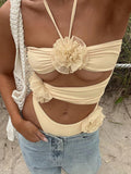 Hollow Out Flower Design Sexy Bodysuit Women New Halter Sleeveless Skinny Bodysuits Ladies Club Party Tops Clothes