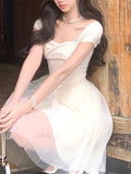 Dress For Women Summer New French Elegant Luxury Mesh Vestidos Mujer Fairycore White Maxi Evening Party Female Clothes
