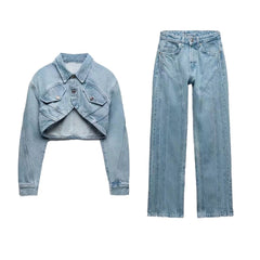 spring new women's fashion retro all-match high waist stitching decoration casual pocket button straight jeans