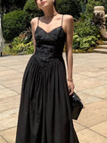 Summer Elegant Midi Spaghetti Strap Dress For Women Fashion One Piece A-Line Prom Party Robe Vestidos