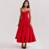 Black Elegant Wedding Events Dress Sexy Strapless Corset Dress Midi Christmas Party Dresses for Women Clothing