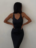 Chain Backless Sexy Women's Dresses Pearl Sexy Elegant Clubwear Bodycon Sleeveless Party Vestidos Elegantes Para Mujer