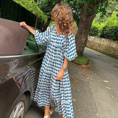 Pbong mid size graduation outfit romantic style teen swag clean girl ideas 90s latina aesthetic Bohemian Summer Dress Women Elegant Lantern Sleeve V Neck Loose Floral Print Beach Party Maxi Long Dresses Vacation Vestido
